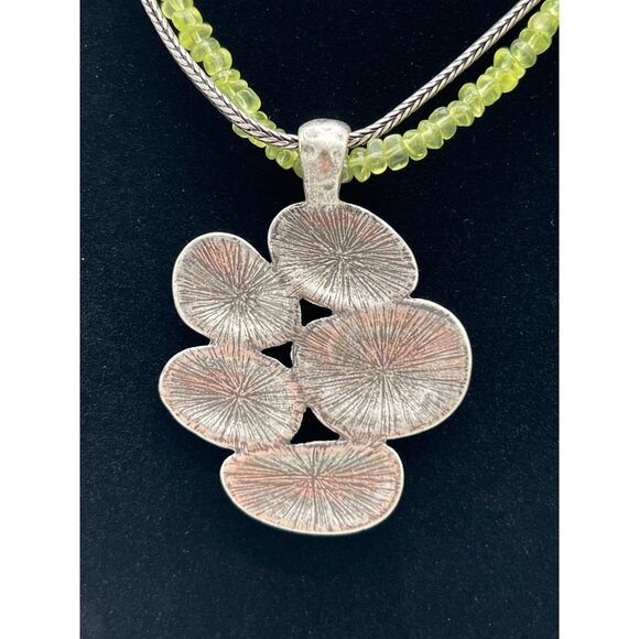 Handcrafted Silver Multi Stone Peridot Beaded Necklace With Unique Pendant - Picture 8 of 8